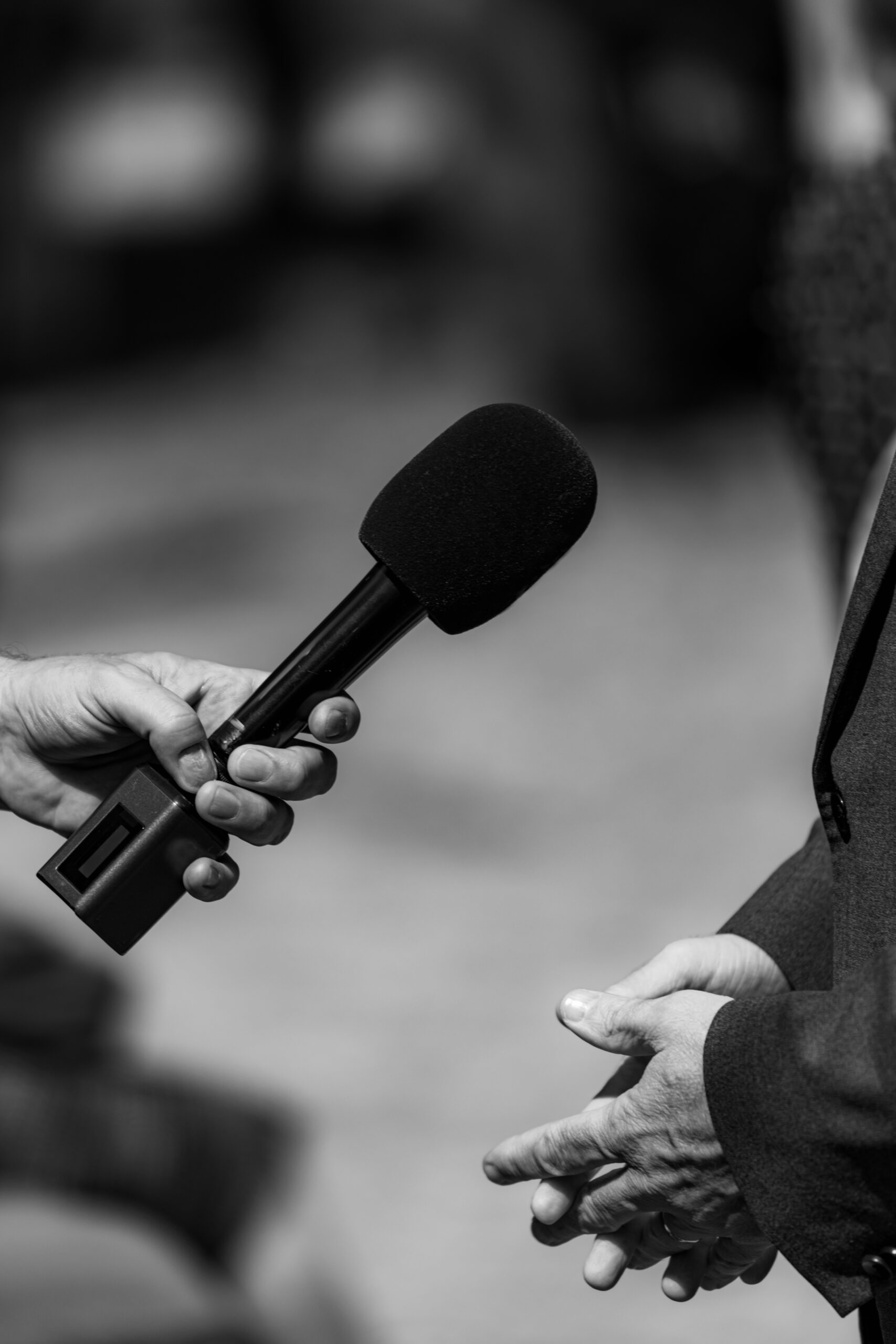 Press interview outdoors